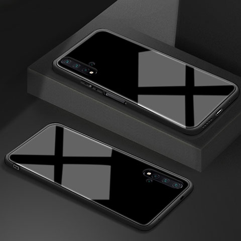 Silikon Schutzhülle Rahmen Tasche Hülle Spiegel T05 für Huawei Honor 20 Schwarz