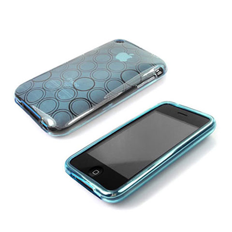 Silikon Schutzhülle Transparent Hülle Kreis für Apple iPhone 3G 3GS Hellblau