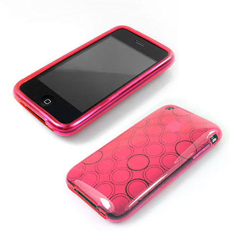 Silikon Schutzhülle Transparent Tasche Kreis für Apple iPhone 3G 3GS Rosa