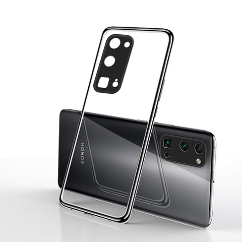 Silikon Schutzhülle Ultra Dünn Flexible Tasche Durchsichtig Transparent H01 für Huawei Honor 30 Pro+ Plus Schwarz