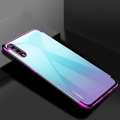 Silikon Schutzhülle Ultra Dünn Flexible Tasche Durchsichtig Transparent H01 für Huawei Y8p Violett