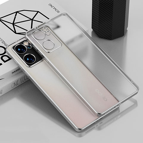 Silikon Schutzhülle Ultra Dünn Flexible Tasche Durchsichtig Transparent H01 für Oppo Reno7 SE 5G Silber