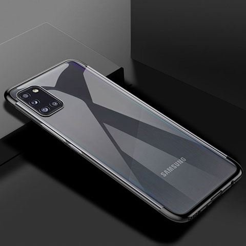 Silikon Schutzhülle Ultra Dünn Flexible Tasche Durchsichtig Transparent H01 für Samsung Galaxy A31 Schwarz