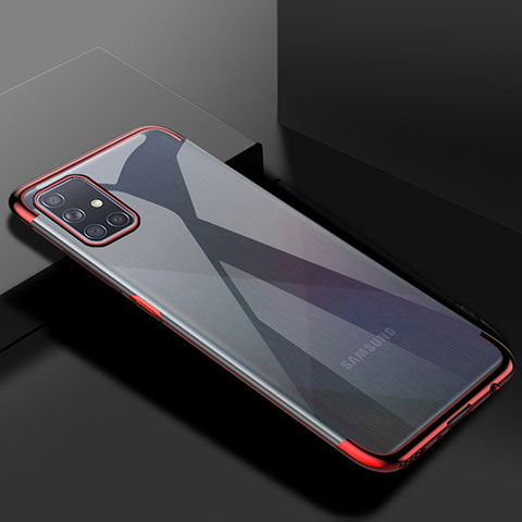 Silikon Schutzhülle Ultra Dünn Flexible Tasche Durchsichtig Transparent H01 für Samsung Galaxy A51 5G Rot