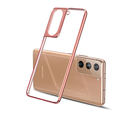 Silikon Schutzhülle Ultra Dünn Flexible Tasche Durchsichtig Transparent H01 für Samsung Galaxy S21 5G Gold