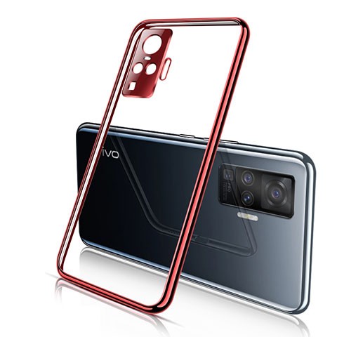 Silikon Schutzhülle Ultra Dünn Flexible Tasche Durchsichtig Transparent H01 für Vivo X51 5G Rot