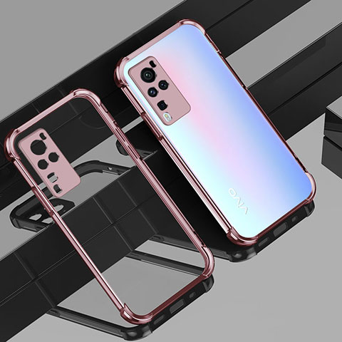 Silikon Schutzhülle Ultra Dünn Flexible Tasche Durchsichtig Transparent H01 für Vivo X60 Pro 5G Rosegold