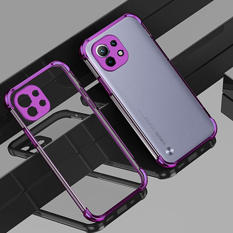 Silikon Schutzhülle Ultra Dünn Flexible Tasche Durchsichtig Transparent H01 für Xiaomi Mi 11 5G Violett
