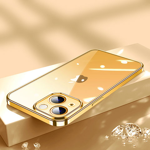 Silikon Schutzhülle Ultra Dünn Flexible Tasche Durchsichtig Transparent H02 für Apple iPhone 13 Mini Gold
