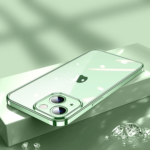 Silikon Schutzhülle Ultra Dünn Flexible Tasche Durchsichtig Transparent H02 für Apple iPhone 14 Grün