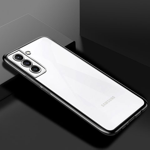 Silikon Schutzhülle Ultra Dünn Flexible Tasche Durchsichtig Transparent H02 für Samsung Galaxy S21 5G Schwarz