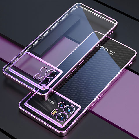 Silikon Schutzhülle Ultra Dünn Flexible Tasche Durchsichtig Transparent H02 für Vivo iQOO 9 5G Violett