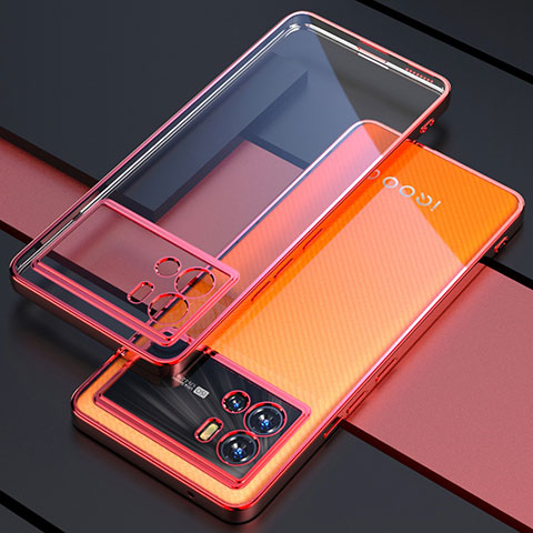 Silikon Schutzhülle Ultra Dünn Flexible Tasche Durchsichtig Transparent H02 für Vivo iQOO 9 Pro 5G Rot
