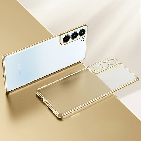 Silikon Schutzhülle Ultra Dünn Flexible Tasche Durchsichtig Transparent H03 für Samsung Galaxy S21 5G Gold