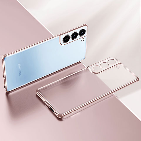 Silikon Schutzhülle Ultra Dünn Flexible Tasche Durchsichtig Transparent H03 für Samsung Galaxy S21 Plus 5G Rosegold