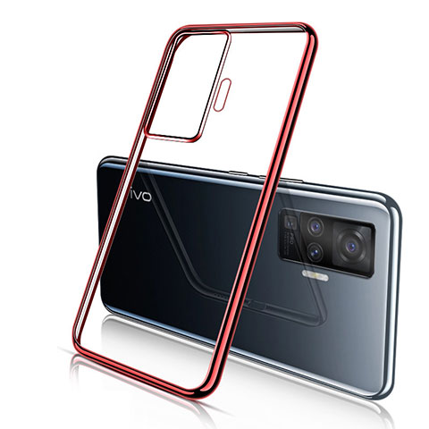 Silikon Schutzhülle Ultra Dünn Flexible Tasche Durchsichtig Transparent H04 für Vivo X50 Pro 5G Rot