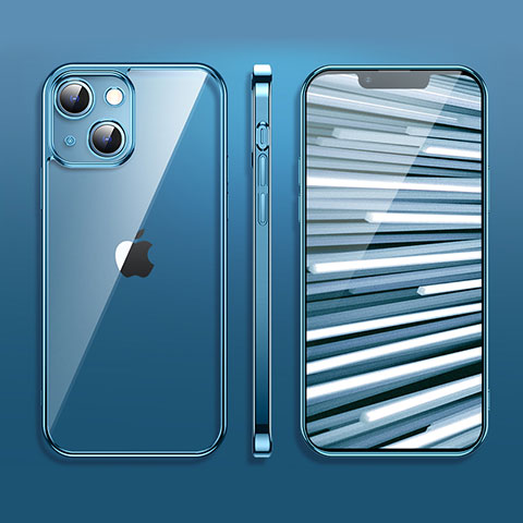 Silikon Schutzhülle Ultra Dünn Flexible Tasche Durchsichtig Transparent H09 für Apple iPhone 14 Blau