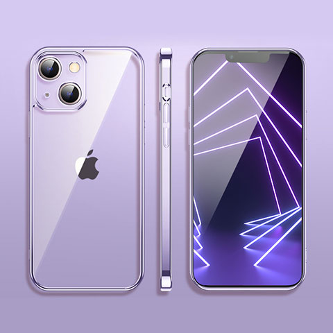 Silikon Schutzhülle Ultra Dünn Flexible Tasche Durchsichtig Transparent H09 für Apple iPhone 14 Violett