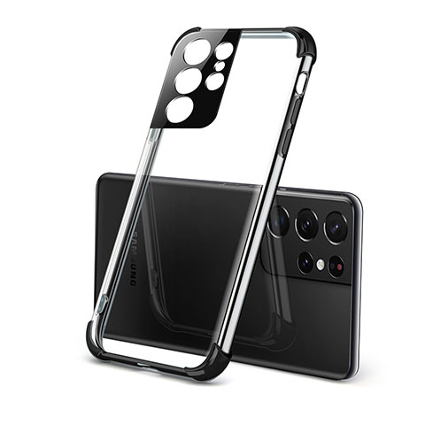 Silikon Schutzhülle Ultra Dünn Flexible Tasche Durchsichtig Transparent H09 für Samsung Galaxy S21 Ultra 5G Schwarz