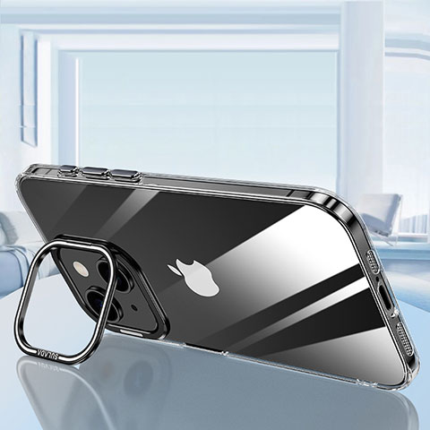 Silikon Schutzhülle Ultra Dünn Flexible Tasche Durchsichtig Transparent LD6 für Apple iPhone 14 Schwarz