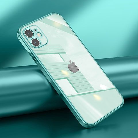 Silikon Schutzhülle Ultra Dünn Flexible Tasche Durchsichtig Transparent N02 für Apple iPhone 12 Cyan
