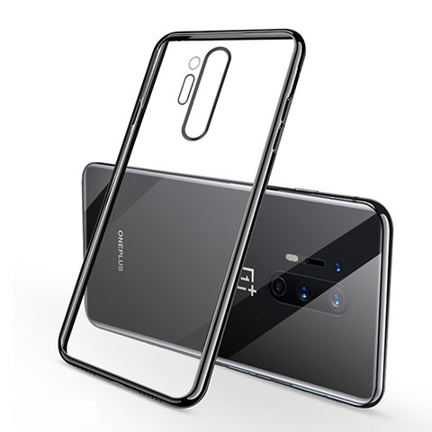 Silikon Schutzhülle Ultra Dünn Flexible Tasche Durchsichtig Transparent S01 für OnePlus 8 Pro Schwarz