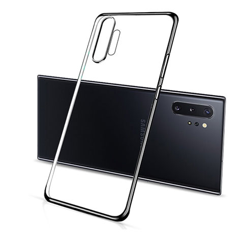 Silikon Schutzhülle Ultra Dünn Flexible Tasche Durchsichtig Transparent S01 für Samsung Galaxy Note 10 Plus 5G Schwarz