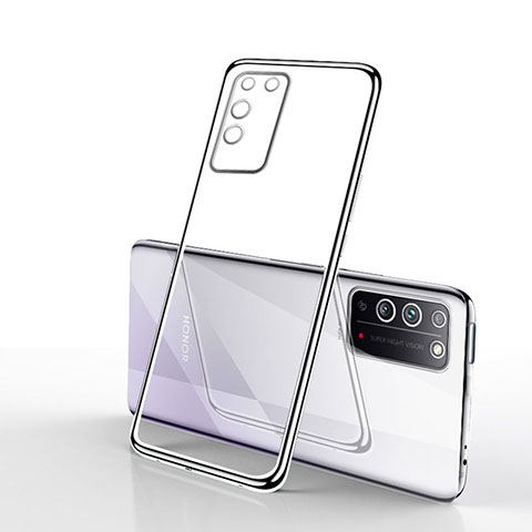 Silikon Schutzhülle Ultra Dünn Flexible Tasche Durchsichtig Transparent S02 für Huawei Honor X10 5G Silber