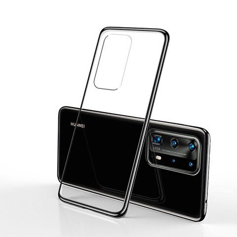 Silikon Schutzhülle Ultra Dünn Flexible Tasche Durchsichtig Transparent S02 für Huawei P40 Pro Schwarz
