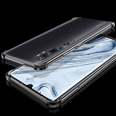 Silikon Schutzhülle Ultra Dünn Flexible Tasche Durchsichtig Transparent S02 für Xiaomi Mi Note 10 Pro Schwarz