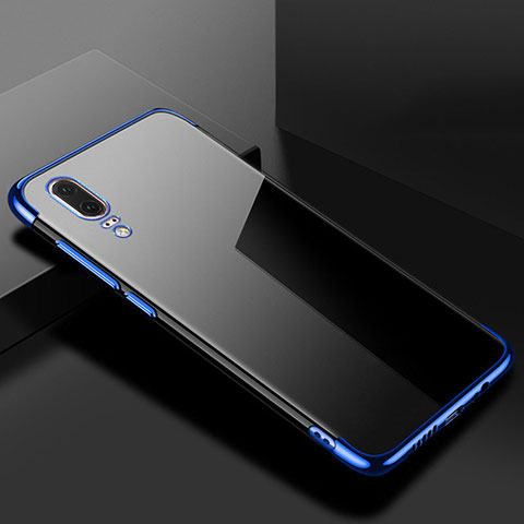 Silikon Schutzhülle Ultra Dünn Flexible Tasche Durchsichtig Transparent S07 für Huawei P20 Blau