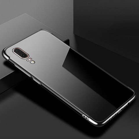 Silikon Schutzhülle Ultra Dünn Flexible Tasche Durchsichtig Transparent S07 für Huawei P20 Schwarz