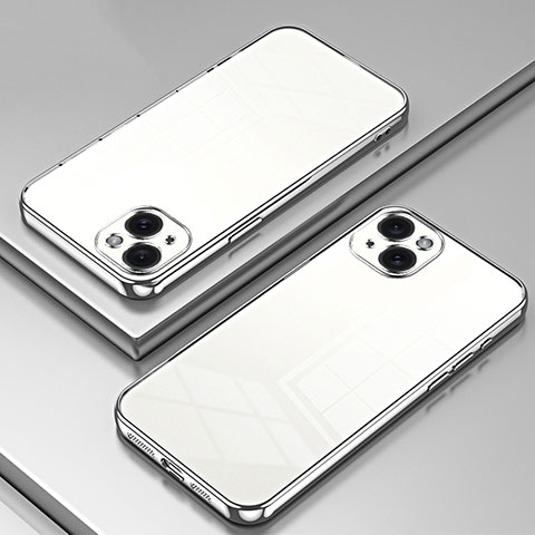 Silikon Schutzhülle Ultra Dünn Flexible Tasche Durchsichtig Transparent SY1 für Apple iPhone 14 Plus Silber