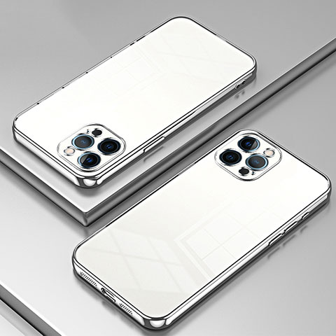 Silikon Schutzhülle Ultra Dünn Flexible Tasche Durchsichtig Transparent SY2 für Apple iPhone 12 Pro Max Silber