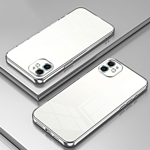 Silikon Schutzhülle Ultra Dünn Flexible Tasche Durchsichtig Transparent SY2 für Apple iPhone 12 Silber