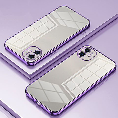 Silikon Schutzhülle Ultra Dünn Flexible Tasche Durchsichtig Transparent SY2 für Apple iPhone 12 Violett