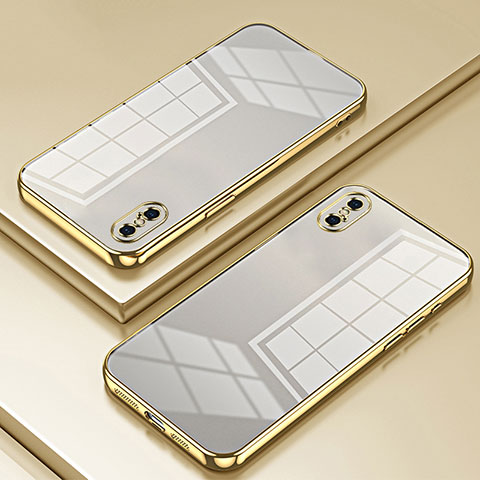 Silikon Schutzhülle Ultra Dünn Flexible Tasche Durchsichtig Transparent SY2 für Apple iPhone Xs Gold