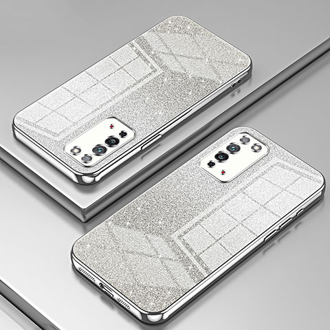 Silikon Schutzhülle Ultra Dünn Flexible Tasche Durchsichtig Transparent SY2 für Huawei Honor X10 5G Silber