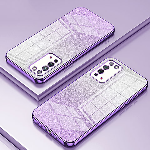 Silikon Schutzhülle Ultra Dünn Flexible Tasche Durchsichtig Transparent SY2 für Huawei Honor X10 5G Violett