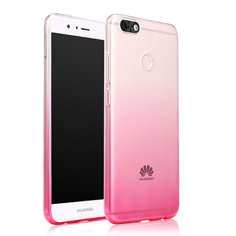 Silikon Schutzhülle Ultra Dünn Hülle Durchsichtig Farbverlauf für Huawei Enjoy 7 Rosa