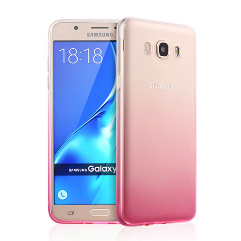 Silikon Schutzhülle Ultra Dünn Hülle Durchsichtig Farbverlauf für Samsung Galaxy J7 (2016) J710F J710FN Rosa