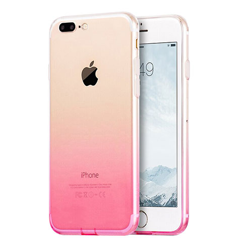 Silikon Schutzhülle Ultra Dünn Hülle Durchsichtig Farbverlauf G01 für Apple iPhone 8 Plus Rosa