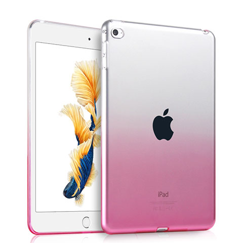 Silikon Schutzhülle Ultra Dünn Tasche Durchsichtig Farbverlauf für Apple iPad Air 2 Rosa