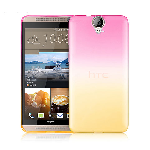 Silikon Schutzhülle Ultra Dünn Tasche Durchsichtig Farbverlauf für HTC One E9 Plus Rosa
