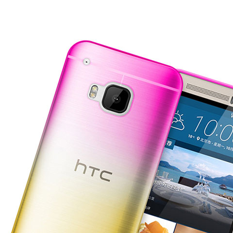 Silikon Schutzhülle Ultra Dünn Tasche Durchsichtig Farbverlauf für HTC One M9 Rosa