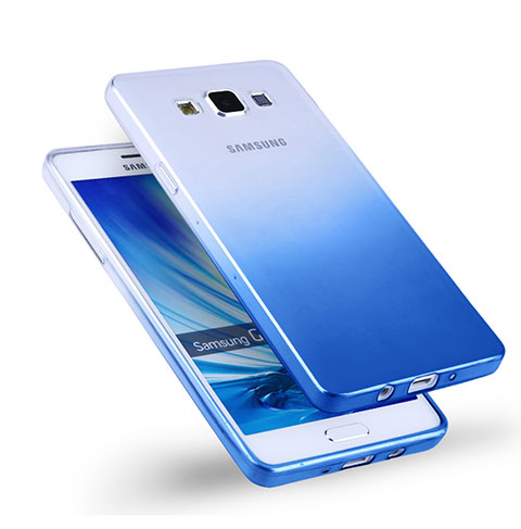 Silikon Schutzhülle Ultra Dünn Tasche Durchsichtig Farbverlauf für Samsung Galaxy A5 Duos SM-500F Blau