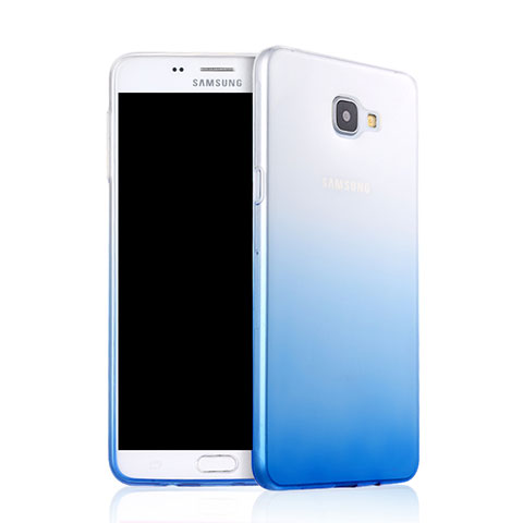 Silikon Schutzhülle Ultra Dünn Tasche Durchsichtig Farbverlauf für Samsung Galaxy A9 Pro (2016) SM-A9100 Blau