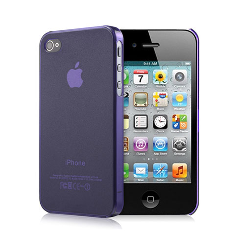 Silikon Schutzhülle Ultra Dünn Tasche Durchsichtig Matt für Apple iPhone 4 Violett