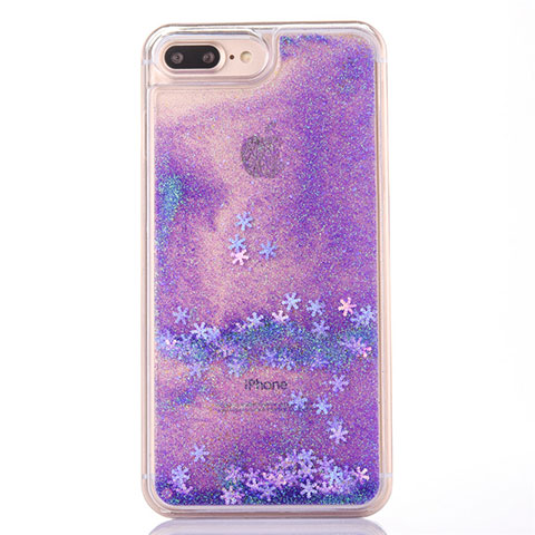 Silikon Schutzhülle Ultra Dünn Tasche Durchsichtig Transparent Blumen T01 für Apple iPhone 8 Plus Violett