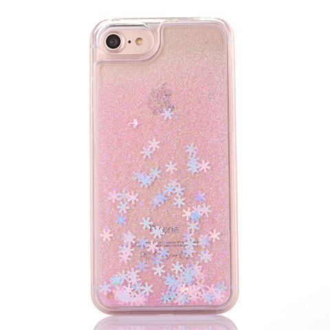 Silikon Schutzhülle Ultra Dünn Tasche Durchsichtig Transparent Blumen T01 für Apple iPhone 8 Rosa